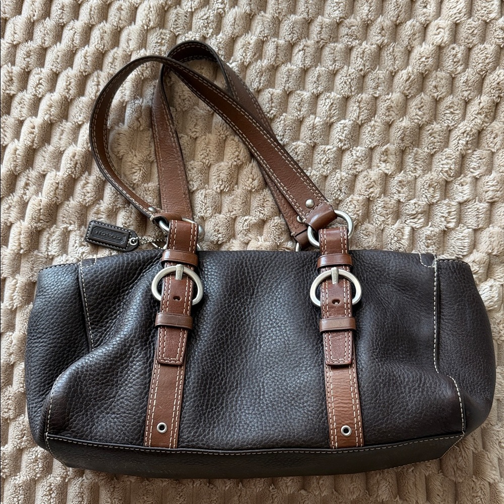 Coach Dark Brown Leather Shoulder Bag - Picture 2 of 10